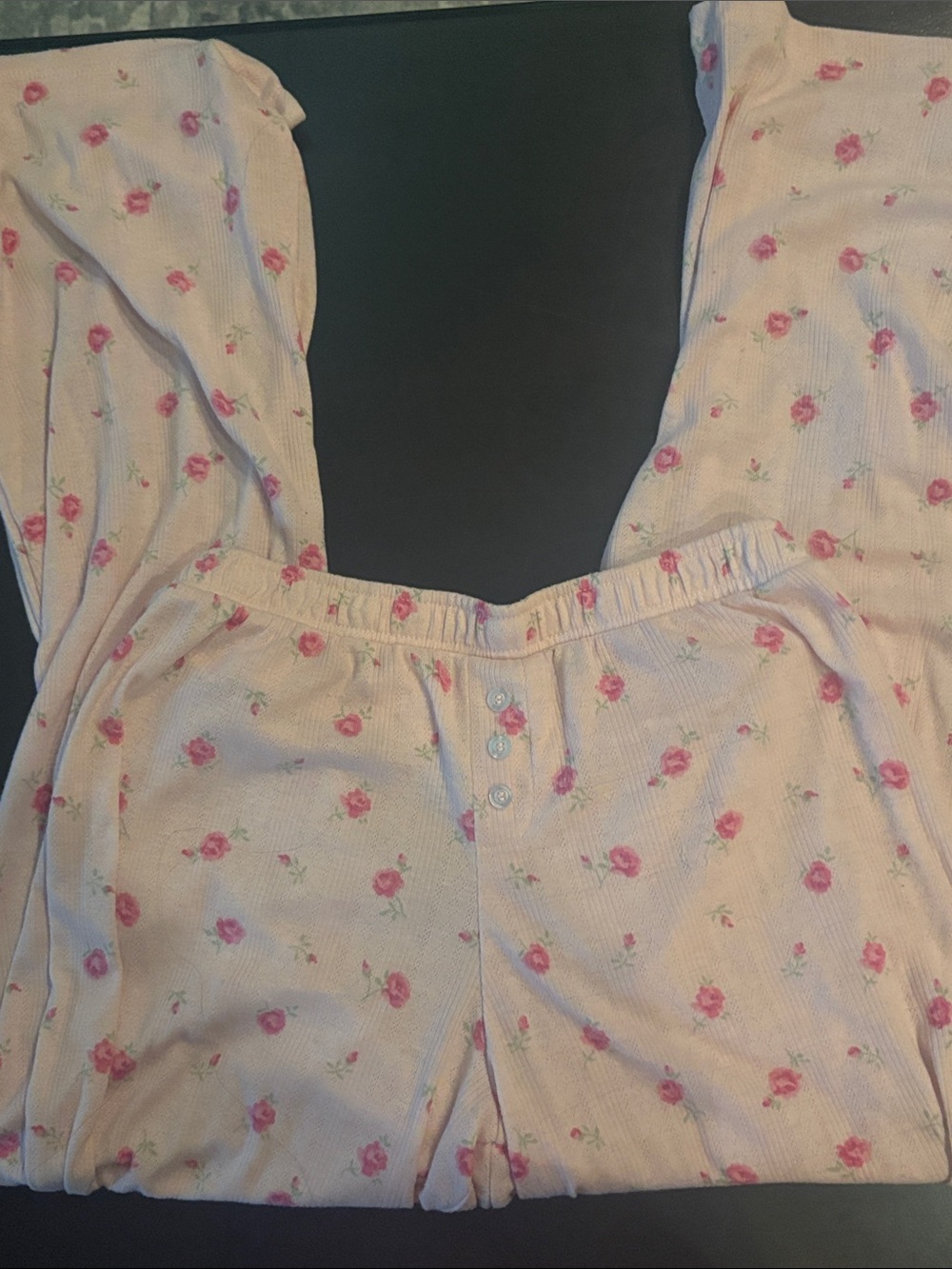 Old Navy Pink Floral Waffle-Knit Pajama Set